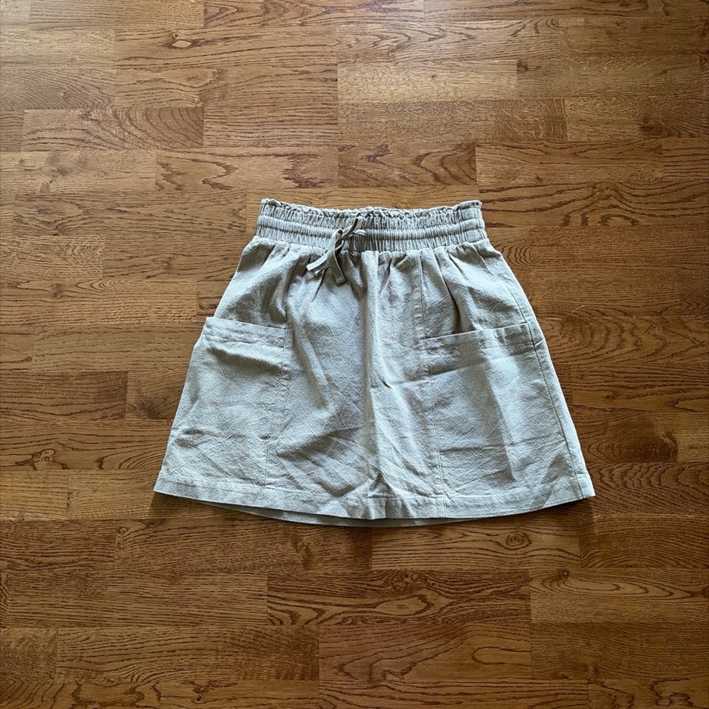 Urban Outfitters UO Emery Pull-On Drawstring Mini Skirt Pockets Tan Khaki S